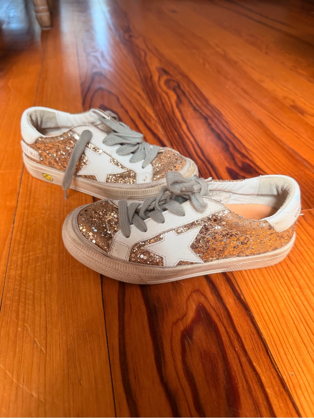 Golden Goose Kids Glitter Sneakers in Gold and White